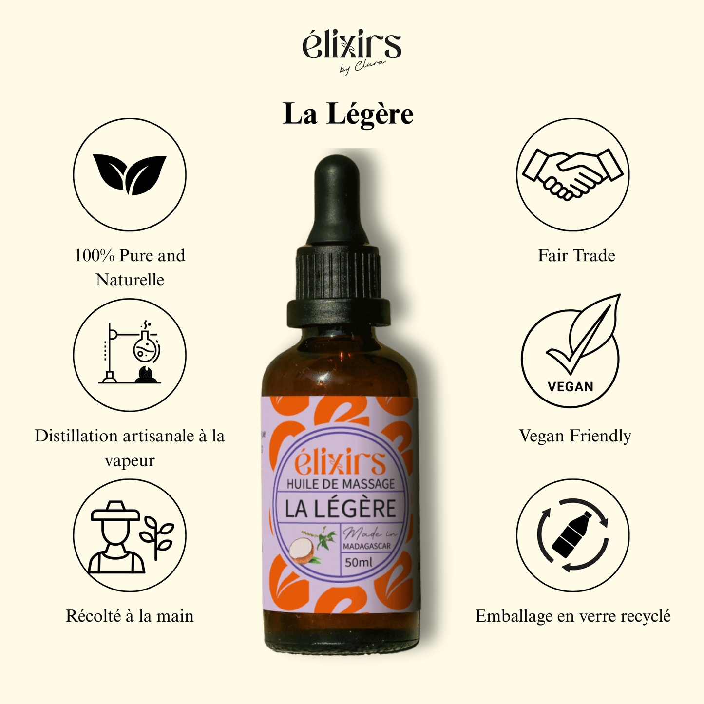 La Légère | Huile de massage digestion bio Madagascar